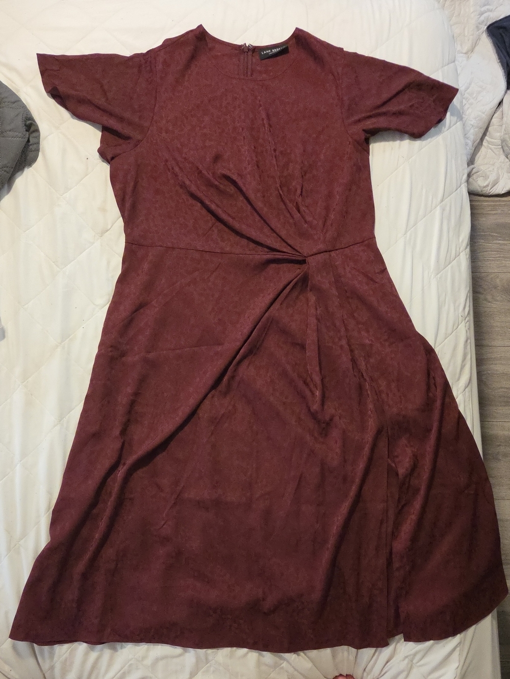 Lane Bryant Burgundy Twist-Front Midi Dress, Sz 14 - Worn Once.